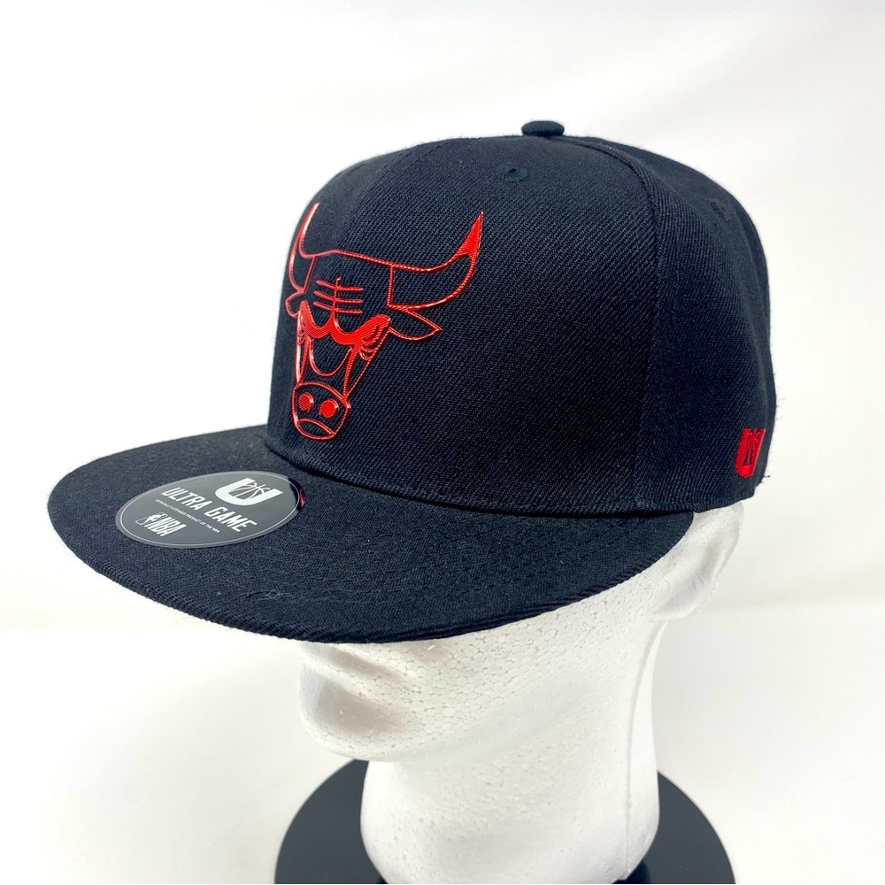 Ultra Game Chicago Bulls Black & Red SnapBack Hat Cap NEW